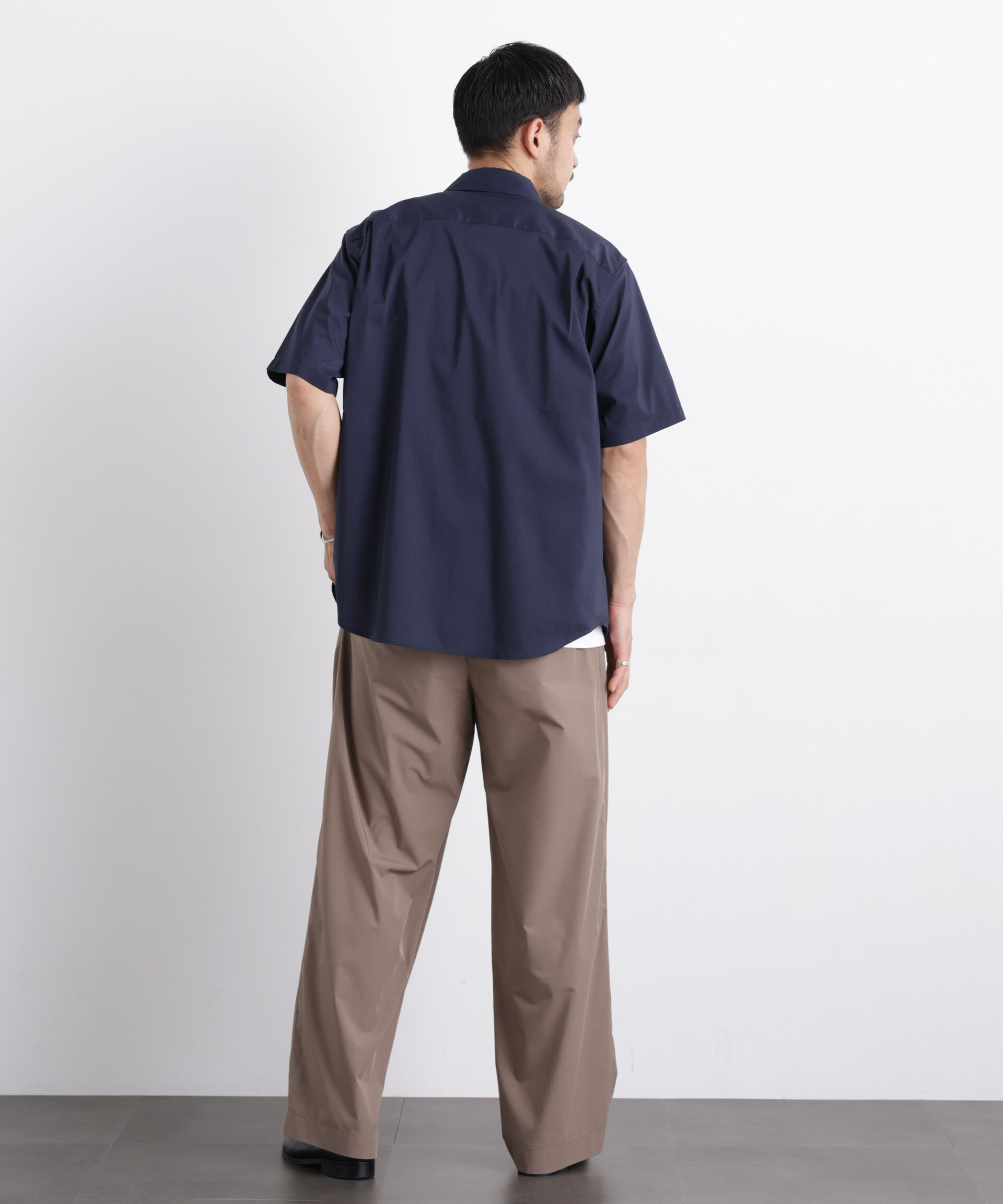 nano･universe「ポリエステル/麻混 半袖レギュラーカラーシャツ」|シャツ・ブラウス|