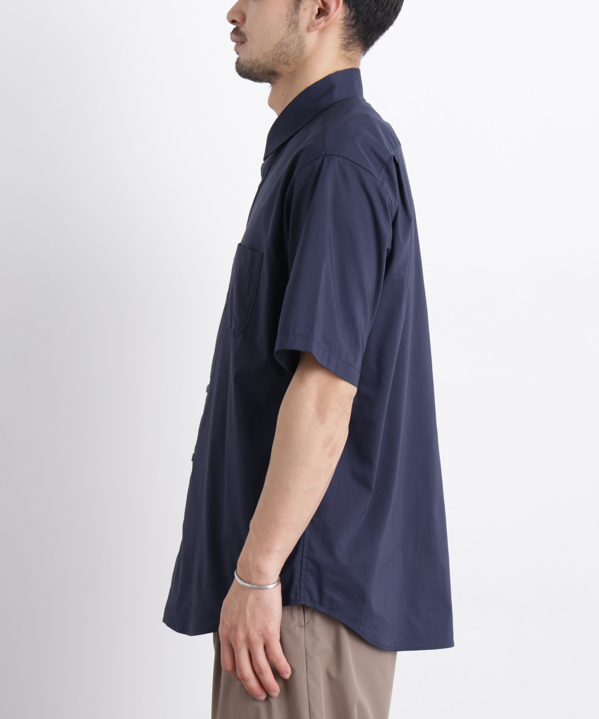nano･universe「ポリエステル/麻混 半袖レギュラーカラーシャツ」|シャツ・ブラウス|