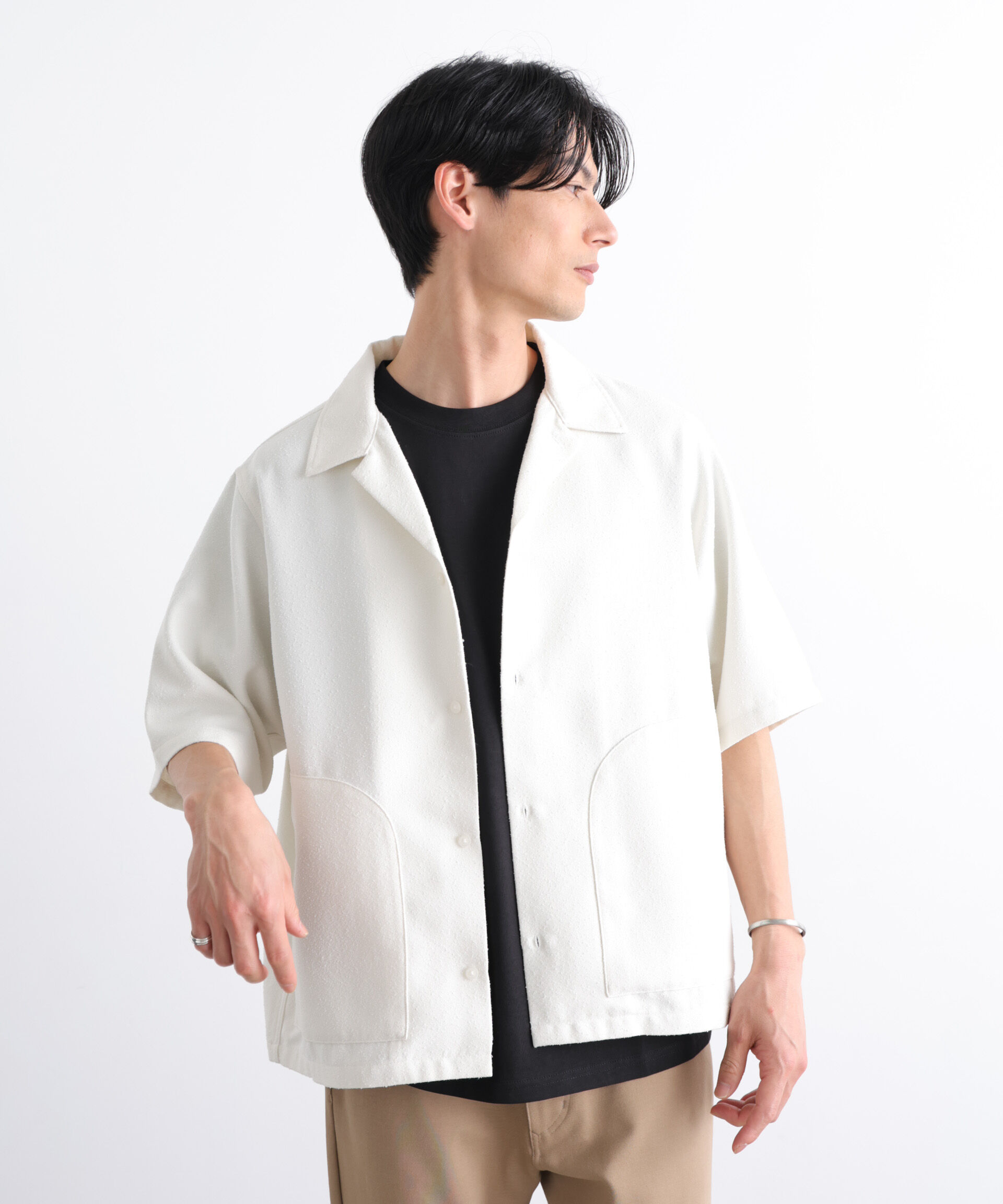 nano･universe「ネップポケットシャツ 半袖」|シャツ・ブラウス|