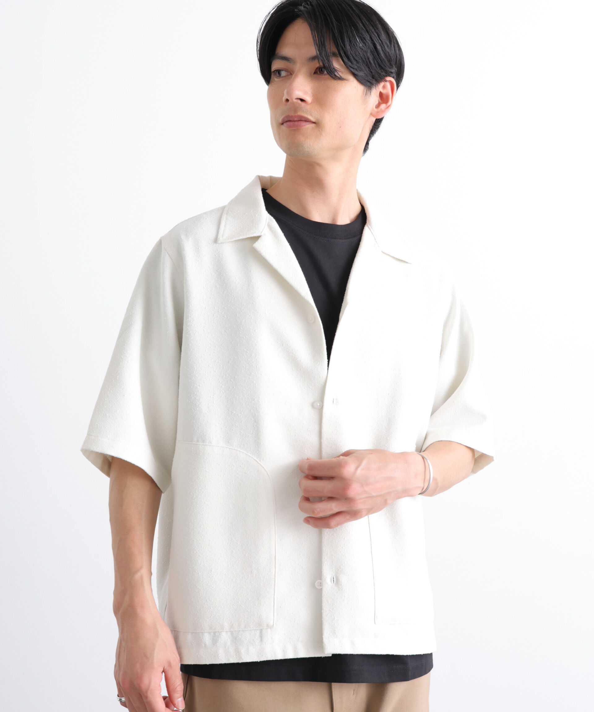 nano･universe「ネップポケットシャツ 半袖」|シャツ・ブラウス|