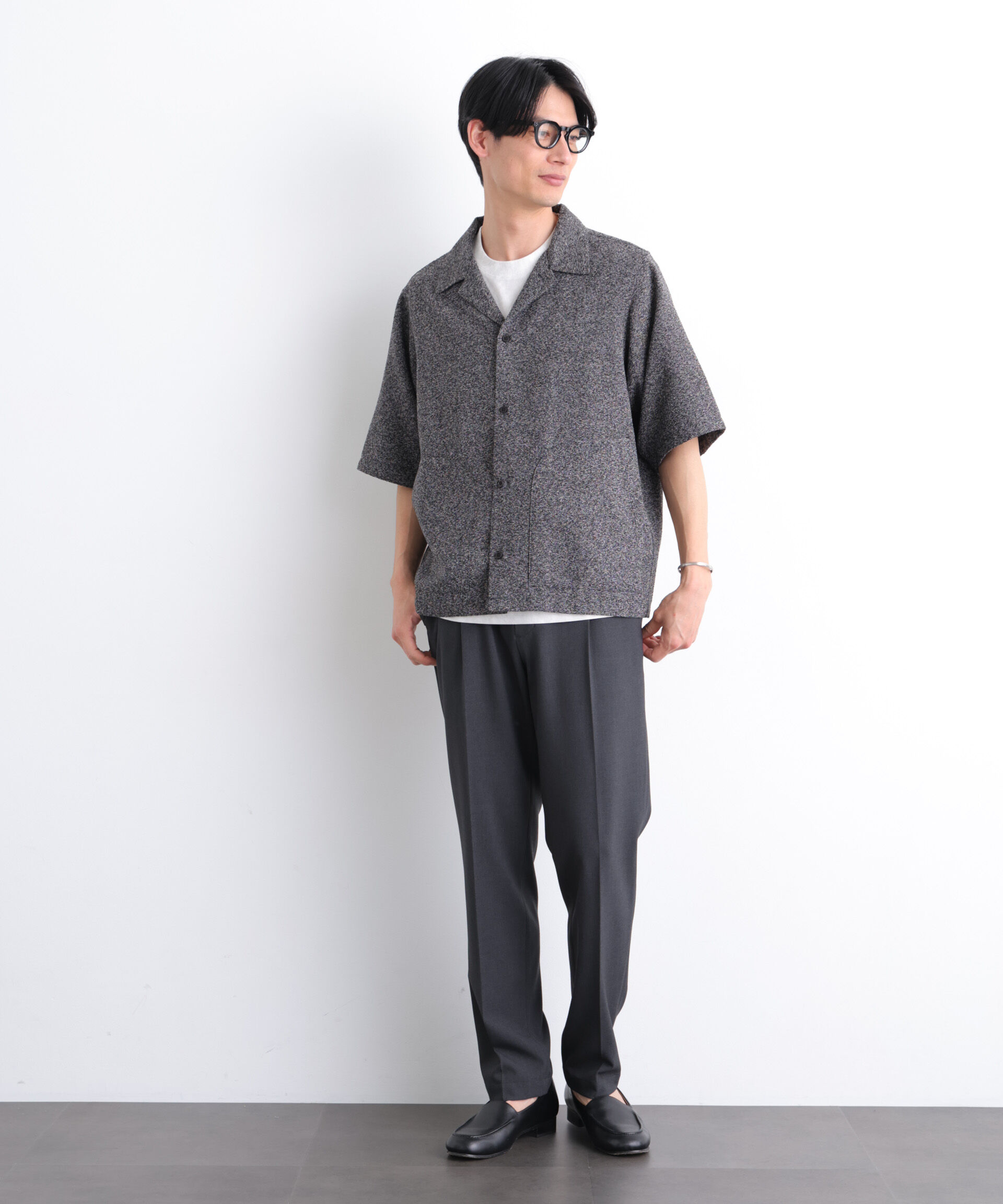 nano･universe「ネップポケットシャツ 半袖」|シャツ・ブラウス|