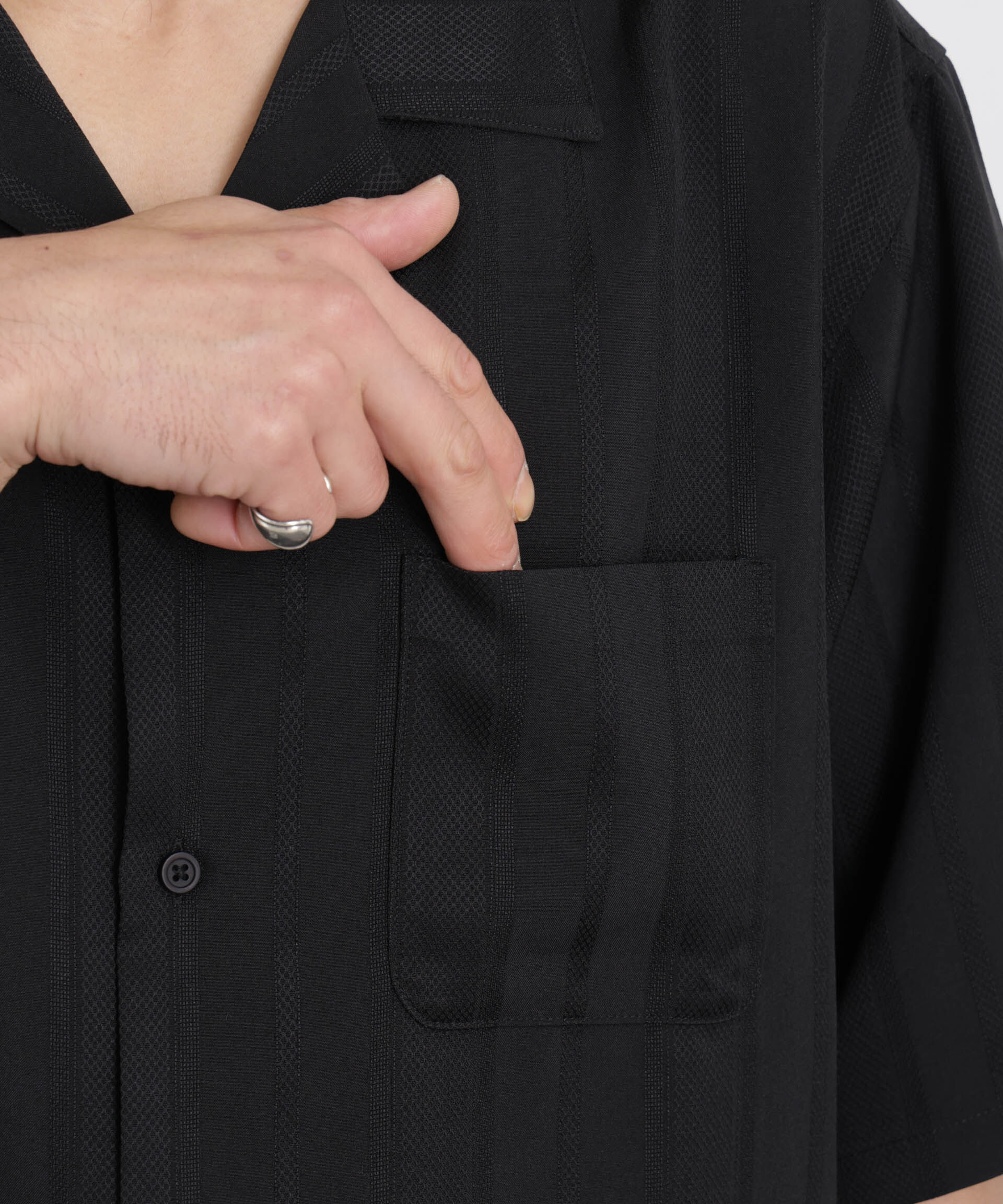 nano･universe「ジャガードストライプシャツ 半袖」|シャツ・ブラウス|