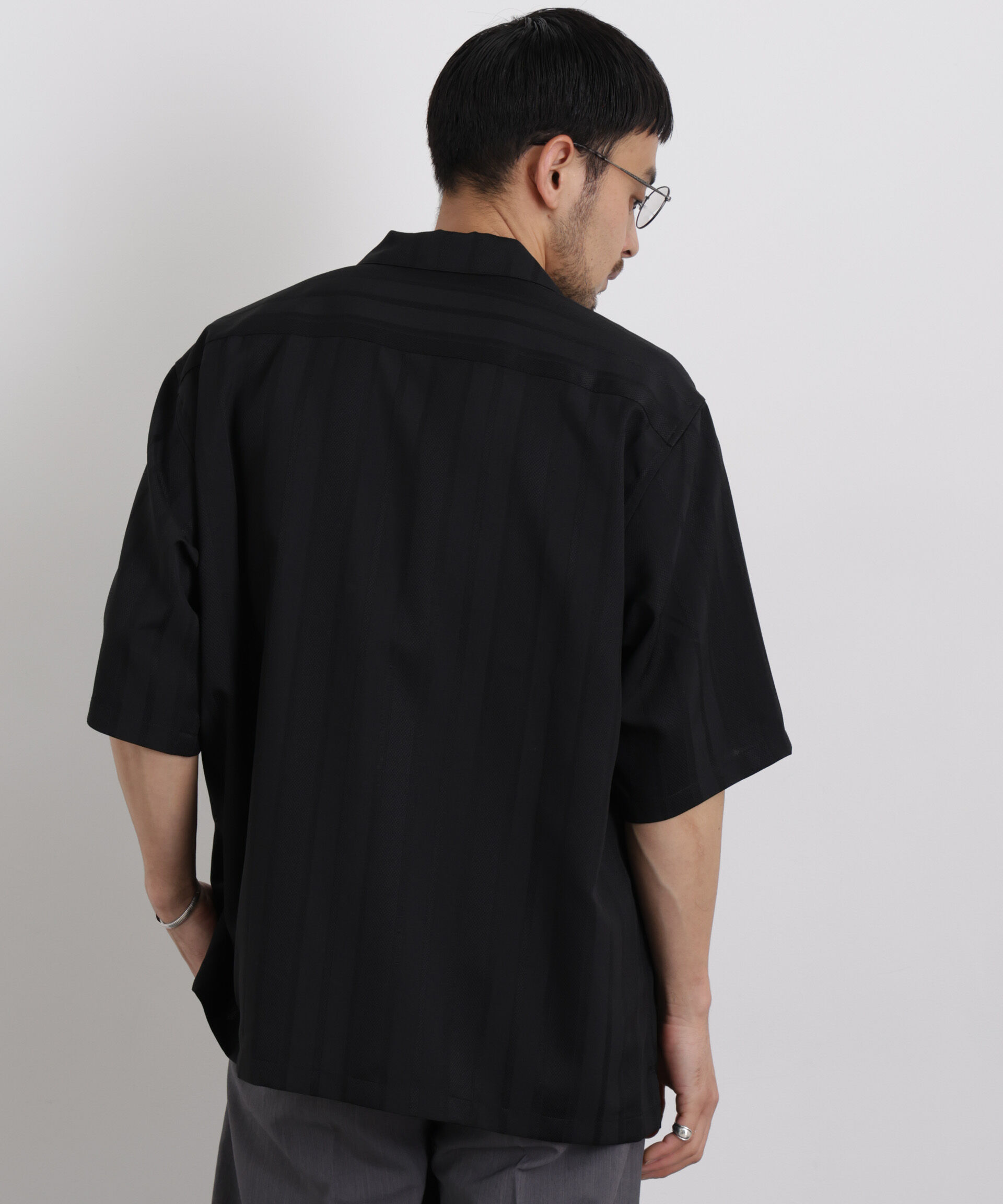 nano･universe「ジャガードストライプシャツ 半袖」|シャツ・ブラウス|