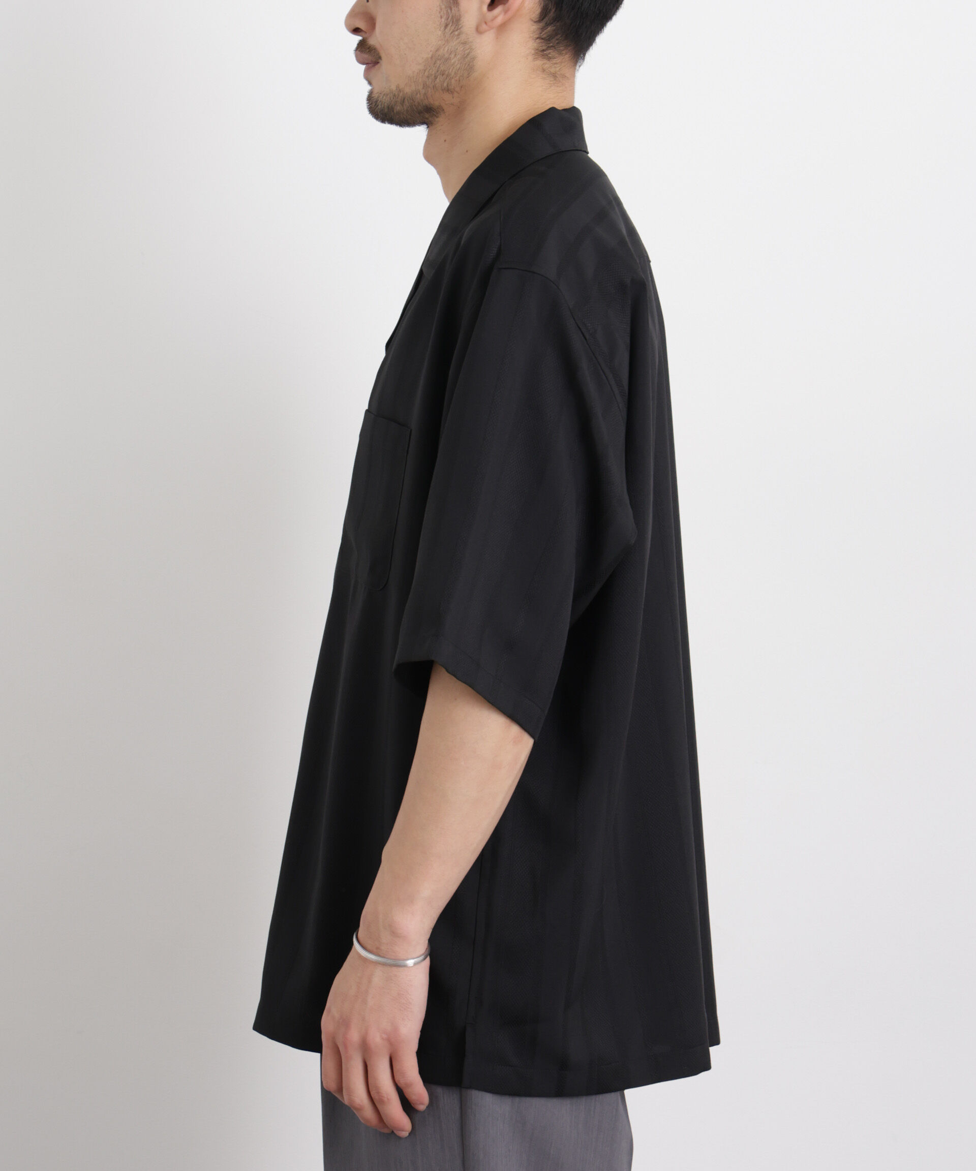 nano･universe「ジャガードストライプシャツ 半袖」|シャツ・ブラウス|