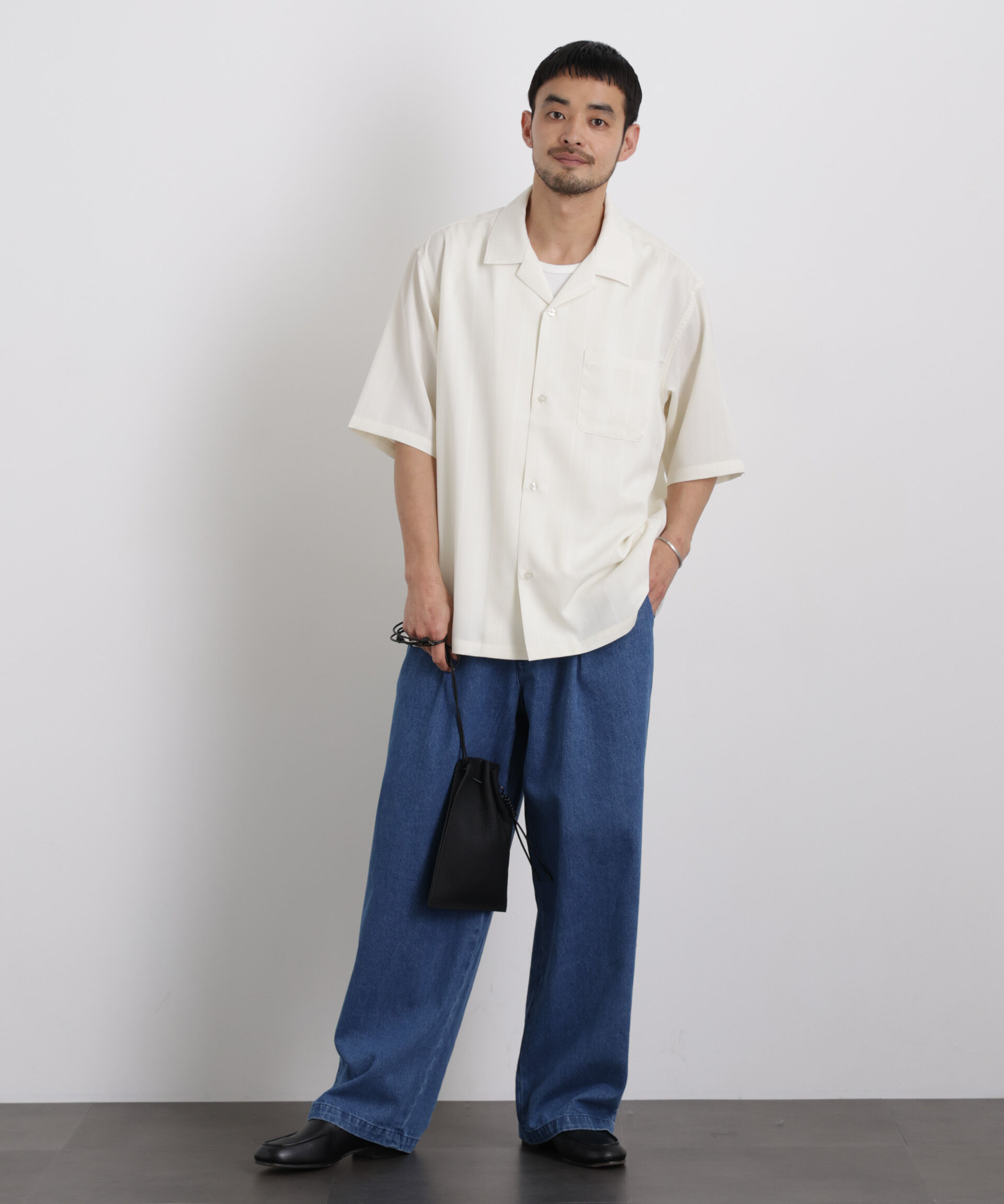 nano･universe「ジャガードストライプシャツ 半袖」|シャツ・ブラウス|