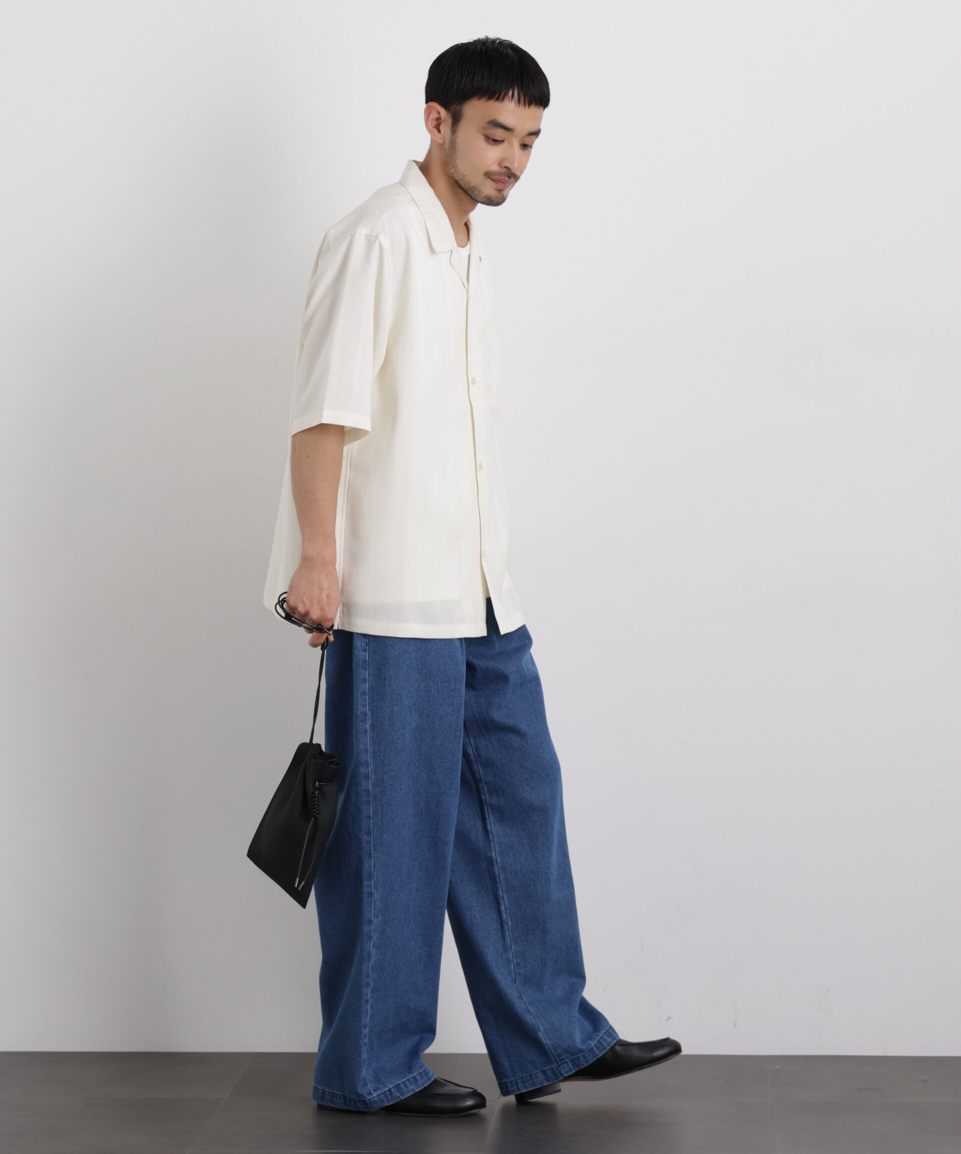 nano･universe「ジャガードストライプシャツ 半袖」|シャツ・ブラウス|