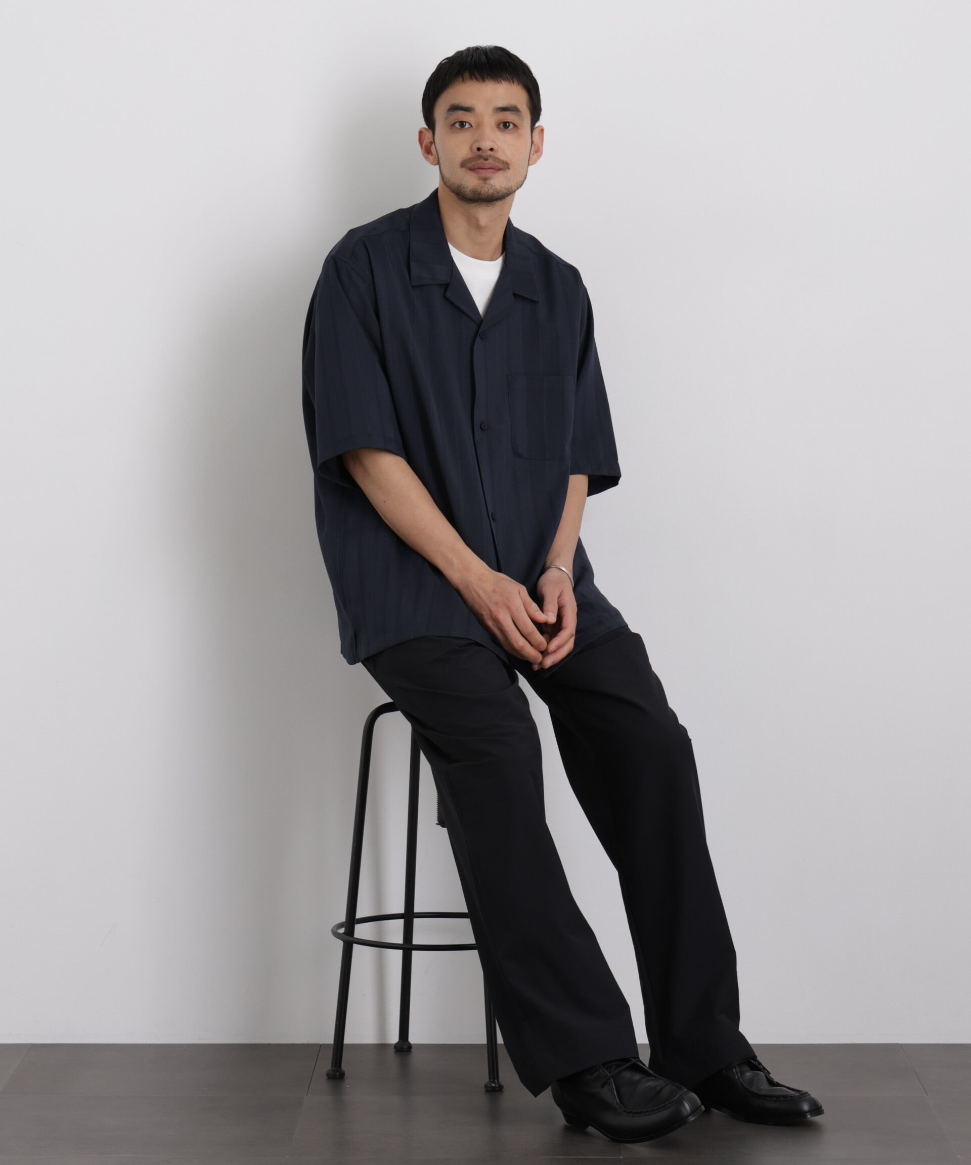 nano･universe「ジャガードストライプシャツ 半袖」|シャツ・ブラウス|