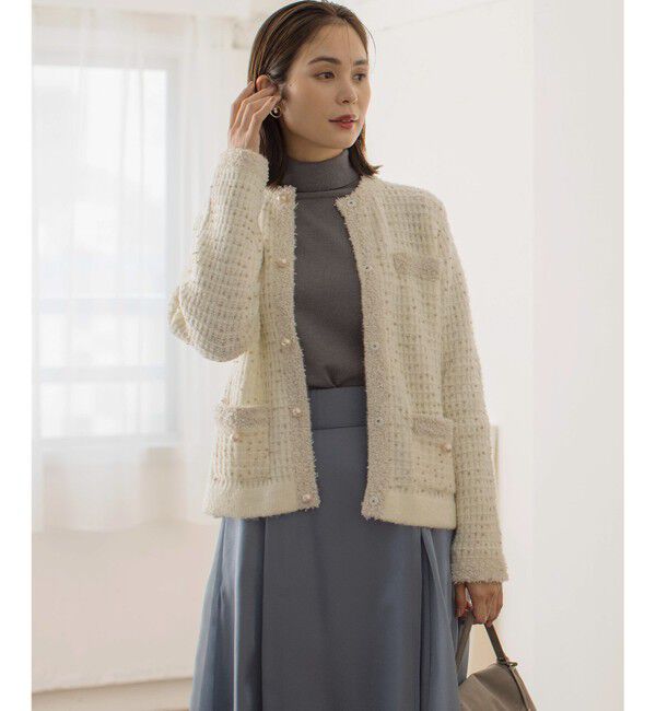 組曲「【WEB限定】スノーネップツイード ニットジャケット」|カーディガン|