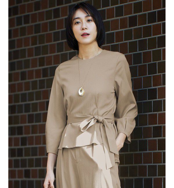 自由区「【セットアップ対応・洗える】ドレープツイルプルオーバー ブラウス」|シャツ・ブラウス|ベージュ