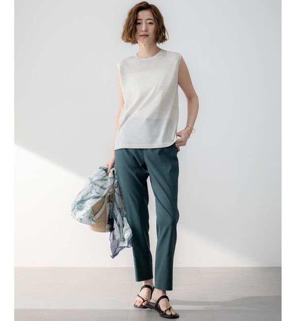 23区「【CanCam10月号掲載/新色追加】シャイニーシアー ノースリーブ ニット」|ニット・セーター|