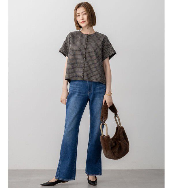 23区「【洗える】ツイーディーカラーミックス ハーフスリーブ ブラウス」|シャツ・ブラウス|