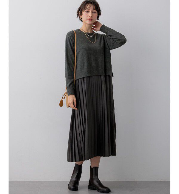 23区「ニットセットアップ プリーツコンビ ワンピース」|ワンピース|