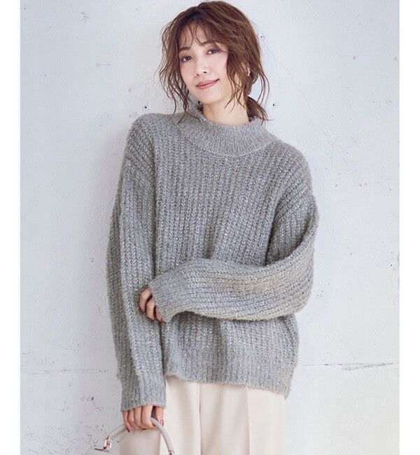 any SiS「【洗える】ブークレースパンコール ニット」|ニット・セーター|グレー