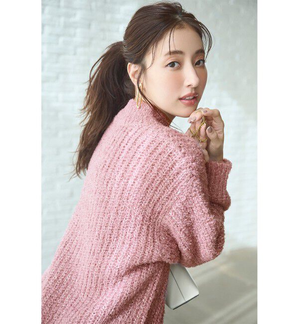 any SiS「【洗える】ブークレースパンコール ニット」|ニット・セーター|ピンク