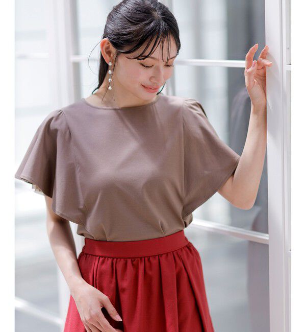 ANY SIS「【接触冷感・UVケア】着映えフリルスリーブ カットソー」|Tシャツ・カットソー|