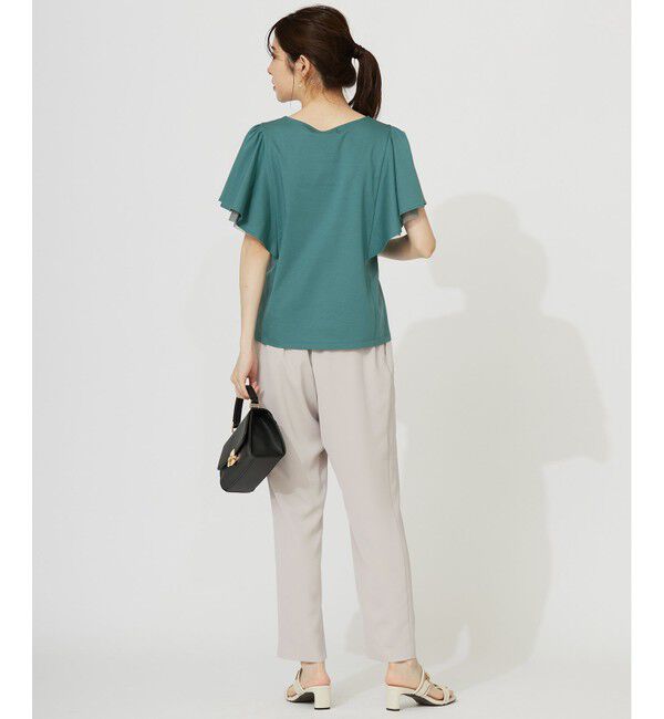 ANY SIS「【接触冷感・UVケア】着映えフリルスリーブ カットソー」|Tシャツ・カットソー|