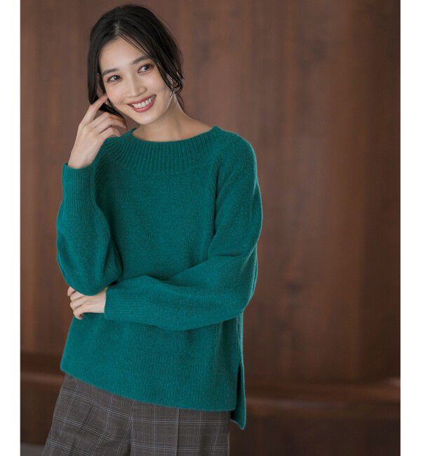 ANY SIS「ボートネックAir ニット」|ニット・セーター|グリーン