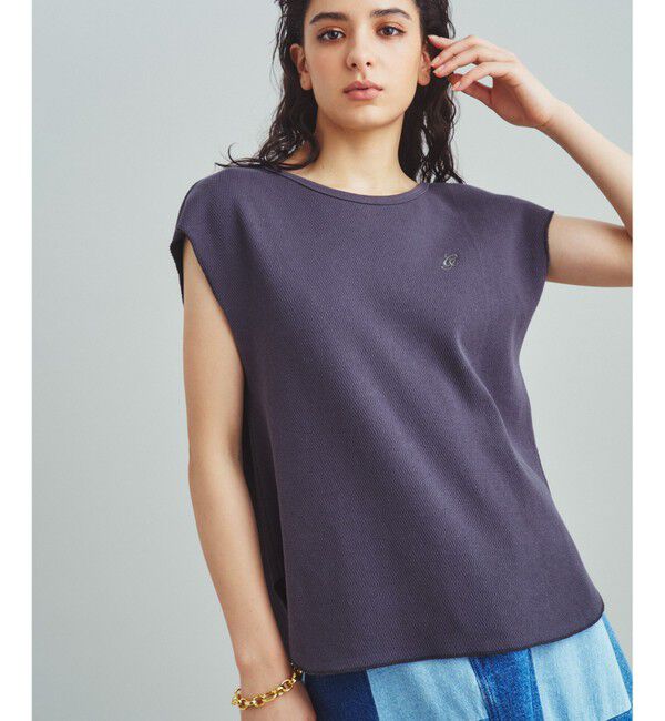  「ロゴ刺繍ハニカムノースリーブ」|Tシャツ・カットソー|グレー