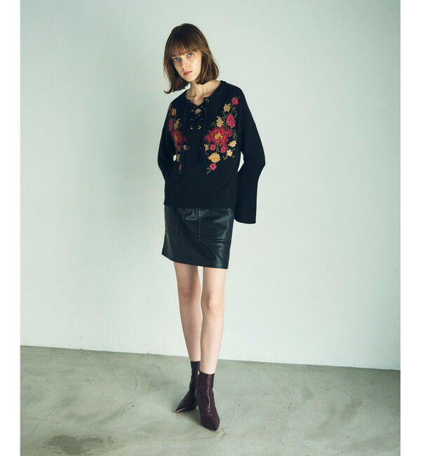 GRACE CONTINENTAL「フラワーフレアニットトップ」|ニット・セーター|