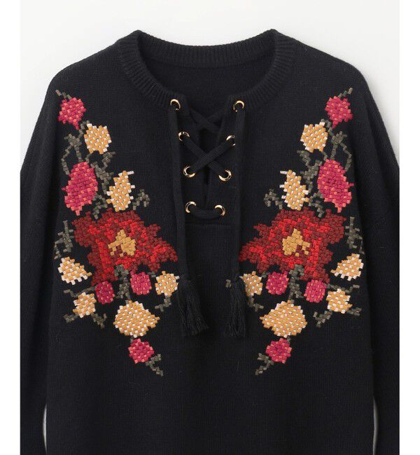 GRACE CONTINENTAL「フラワーフレアニットトップ」|ニット・セーター|