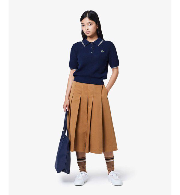 LACOSTE「ケーブルニットボーダーソックス」|ソックス|