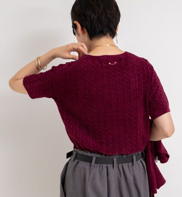 Rie Miller「《手洗い可能》《アンサンブル対応》モールヤーンミニケーブルプルオーバーニット」|ニット・セーター|