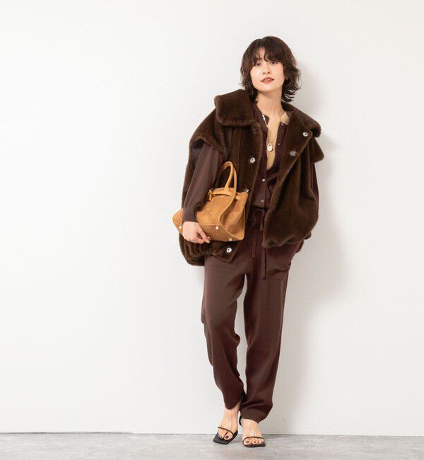 Rie Miller「エコファー衿付ベスト」|ブルゾン・スタジャン|