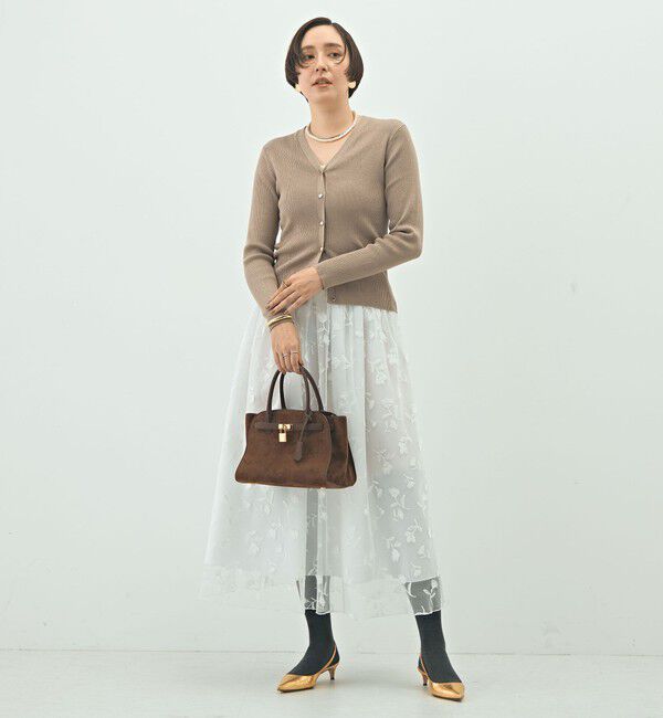 NOLLEY'S「《手洗い可能》リブ斜め柄Vネックカーディガン」|カーディガン|