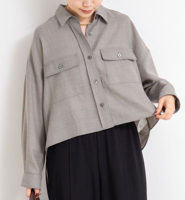 NOLLEY'S sophi「ウォッシャブルウール混ビエラショートシャツ」|シャツ・ブラウス|ライトグレー
