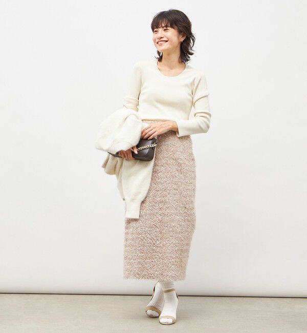 NOLLEY'S sophi「《アンサンブル対応》《手洗い可能》カシミヤ混リブUネックプルオーバー」|ニット・セーター|