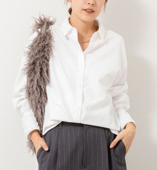 NOLLEY'S「ウォッシャブル3Dレース襟2WAYシャツ」|シャツ・ブラウス|ホワイト