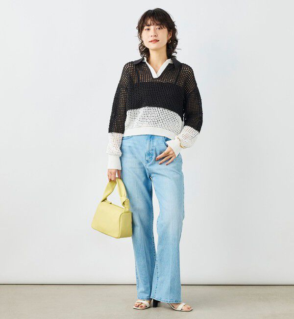 NOLLEY'S「《手洗い可能》テープメッシュ編ポロプルオーバー」|ニット・セーター|