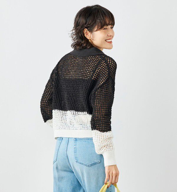 NOLLEY'S「《手洗い可能》テープメッシュ編ポロプルオーバー」|ニット・セーター|