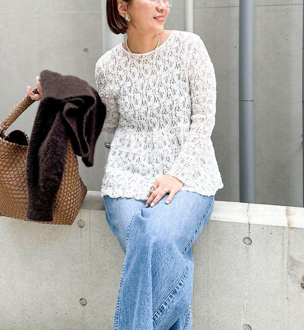 NOLLEY'S sophi「《セットアップ対応》ウォッシャブルストレッチレースペプラムプルオーバー」|シャツ・ブラウス|