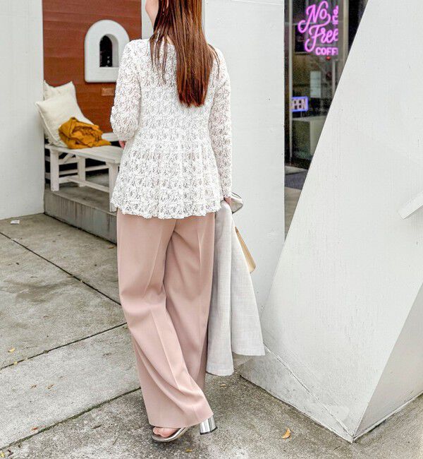 NOLLEY'S sophi「《セットアップ対応》ウォッシャブルストレッチレースペプラムプルオーバー」|シャツ・ブラウス|