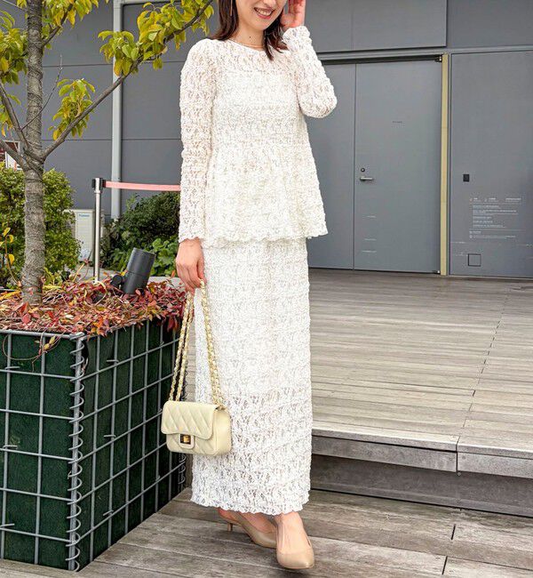 NOLLEY'S sophi「《セットアップ対応》ウォッシャブルストレッチレースペプラムプルオーバー」|シャツ・ブラウス|