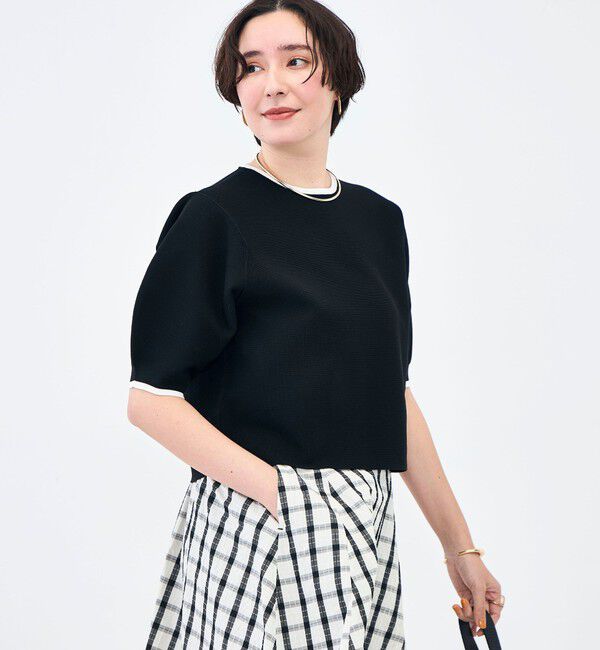 NOLLEY'S「《手洗い可能》ホールガーメントパフスリーブニットＴ」|ニット・セーター|