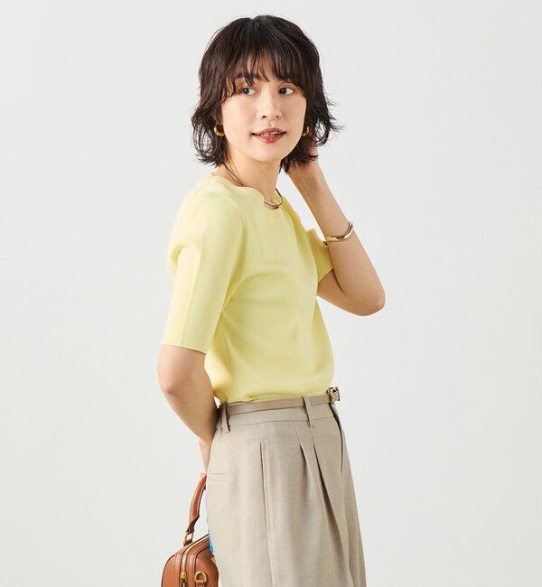 NOLLEY'S sophi「《アンサンブル対応》《手洗い可能》マルチファンクション5分袖プルオーバー」|ニット・セーター|