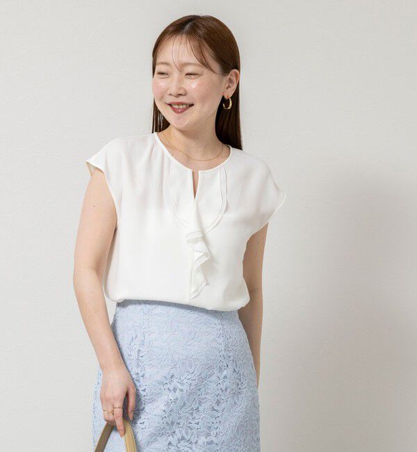 NOLLEY'S sophi「ウォッシャブルストレッチジョーゼットフロントラッフルブラウス」|シャツ・ブラウス|