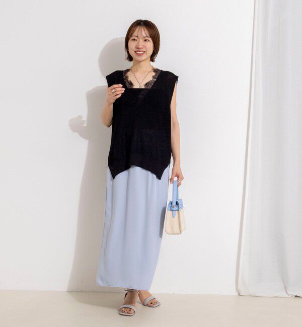 NOLLEY'S「ウォッシャブルハイスペックサテンロングスカート」|フレア|