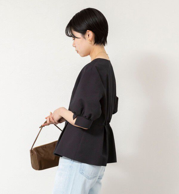 NOLLEY'S sophi「ウォッシャブルサッカーベルト付ペプラムブラウス」|シャツ・ブラウス|