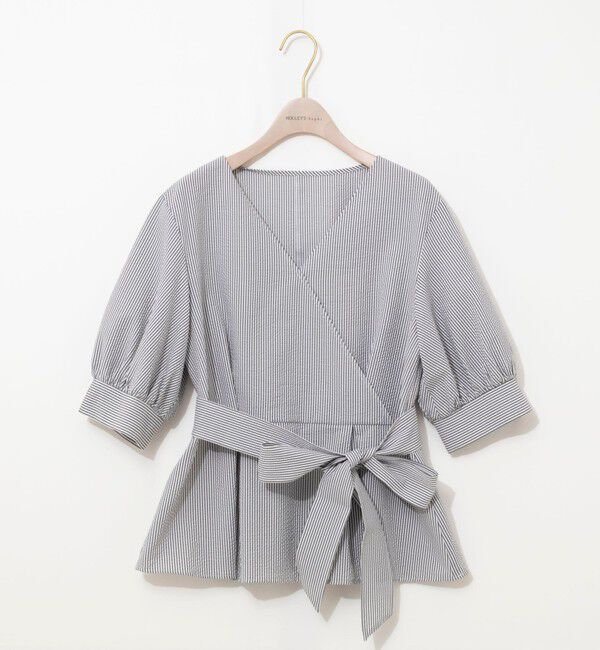 NOLLEY'S sophi「ウォッシャブルサッカーベルト付ペプラムブラウス」|シャツ・ブラウス|