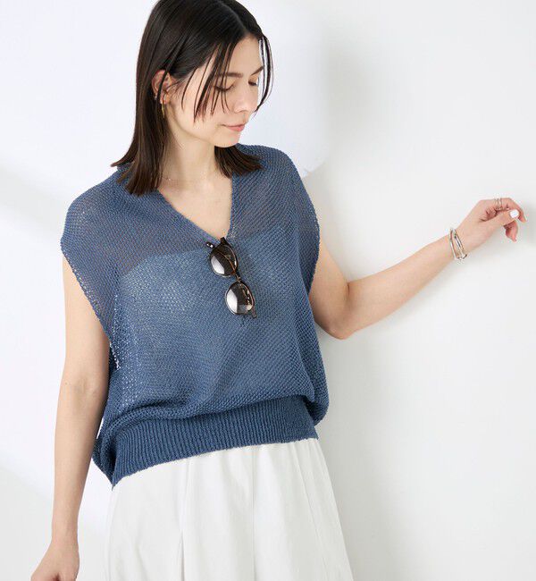 NOLLEY'S「《手洗い可能》ストローヤーンホールガーメントベスト」|ニット・セーター|