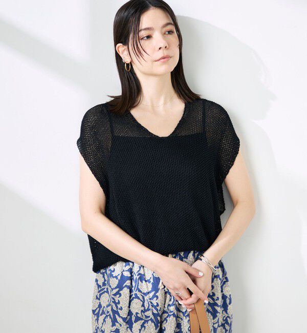 NOLLEY'S「《手洗い可能》ストローヤーンホールガーメントベスト」|ニット・セーター|