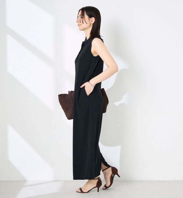 NOLLEY'S「《アンサンブル対応》ウォッシャブルイージーケアカノコノースリーブヘンリーネックワンピース」|ワンピース|