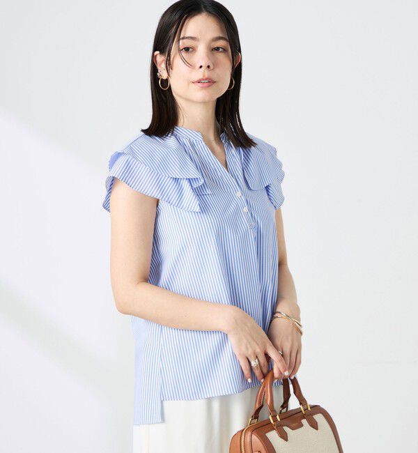 NOLLEY'S「ウォッシャブルダブルフリルキーネックブラウス」|シャツ・ブラウス|
