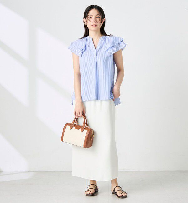 NOLLEY'S「ウォッシャブルダブルフリルキーネックブラウス」|シャツ・ブラウス|