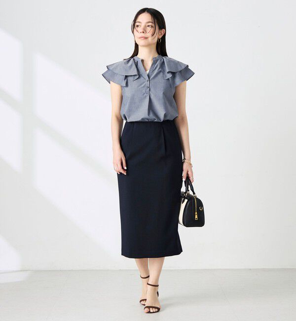 NOLLEY'S「ウォッシャブルダブルフリルキーネックブラウス」|シャツ・ブラウス|