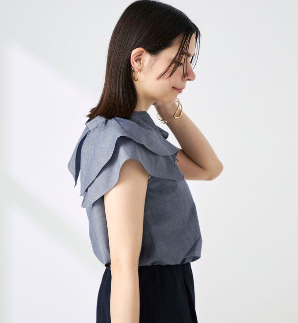 NOLLEY'S「ウォッシャブルダブルフリルキーネックブラウス」|シャツ・ブラウス|