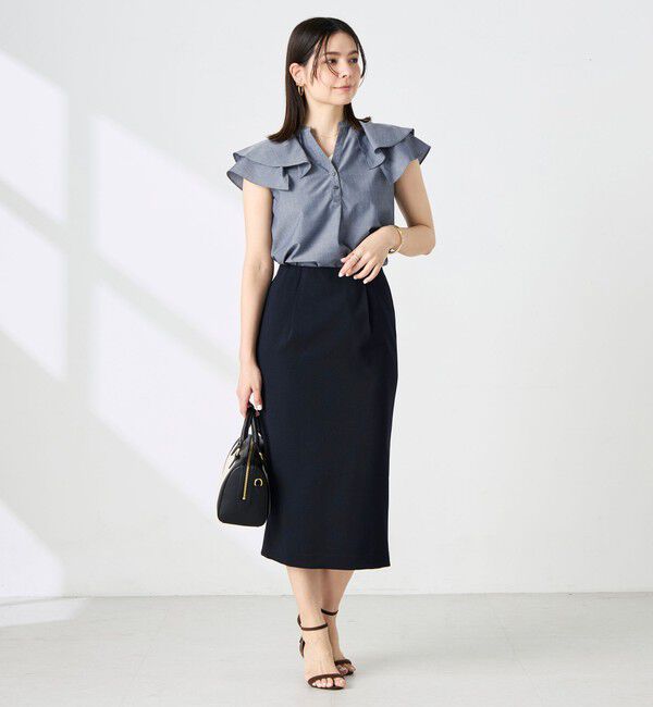 NOLLEY'S「ウォッシャブルダブルフリルキーネックブラウス」|シャツ・ブラウス|